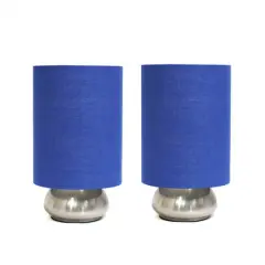 Simple Designs&trade; 2-Pack Mini Touch Lamps with Shades Brushed Nickel Base and Blue Shades