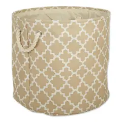 DII&reg; Large Round Polyester Lattice Bin Vintage Linen