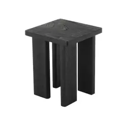 20" Black Handmade Side End Accent Table with Square Tabletop