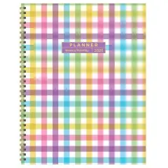 TF Publishing 2025 Large Madras Plaid Weekly Monthly Spiral Planner