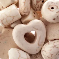 John Bead Earth's Jewels Natural Stone Bead Assortment, 100g White Magnesite