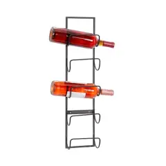 25" Black Metal Industrial Wine Holder Rack