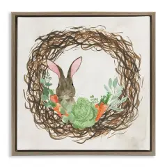 Stupell Industries Spring Easter Wreath Floater Framed Art Brown