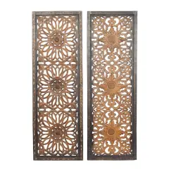 Set of 2 Brown Wood Traditional Wall Decor, 48" x 16"