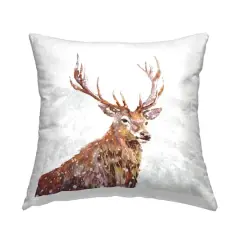 Stupell Industries Deer Portrait Snowy Mountain Scene Throw Pillow