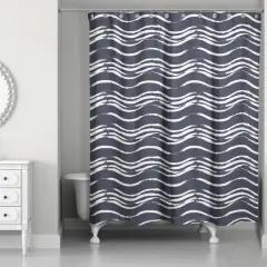 Waves Shower Curtain Navy