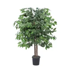 4ft. Artificial Ficus Bush with Black Plastic Pot