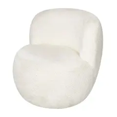 White Polyester Rounded Barrel Accent Chair