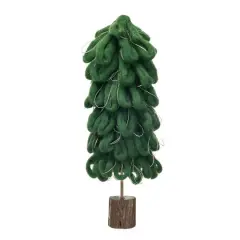 Hello Honey&reg; 14" Green Wool Tree with Gold Cord & Wood Base