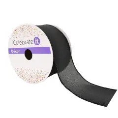 2.5" x 25ft. Faux Linen Wired Ribbon by Celebrate It&reg; Black