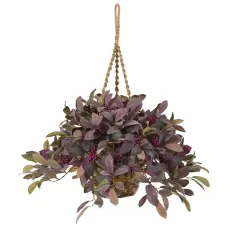 17" Fall Laurel Leaf with Berries Hanging Basket