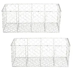 DII&reg; Medium Antique White Wall Mount Chicken Wire Baskets, 2ct.