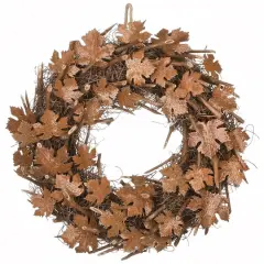 18" Harvest Brown Maple Leaves Wreath