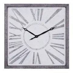 Grey Farmhouse Metal Wall Clock, 25" x 25"