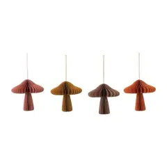 Hello Honey&reg; 4 Pack 5" Mushroom Paper Honeycomb Ornaments