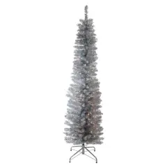 6ft. Pre-Lit Silver Artificial Christmas Tree, Clear Lights