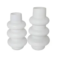 White Glass Dimensional Bubble Vase Set