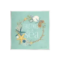 Stupell Industries Christmas By The Sea Wreath Canvas Wall Art