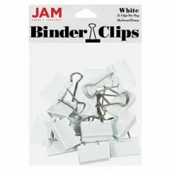 JAM Paper 1.25" Colorful Binder Clips, 30ct. White