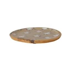 Hello Honey&reg; 11.7" Round Snowman Enameled Mango Wood Tray