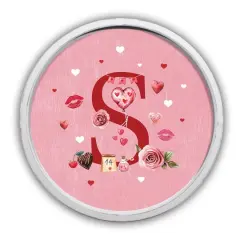 20" Valentine Things White Framed Round Monogram Print S