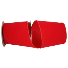 The Ribbon Roll 4" x 10yd. Velvet Wired Ribbon Hot Red