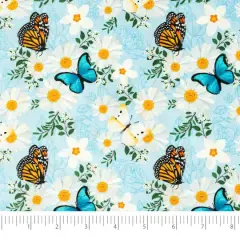 SINGER Blue & Orange Butterfly Cotton Fabric
