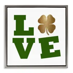 Stupell Industries St Patrick's Day Clover Love Floater Framed Art Gray
