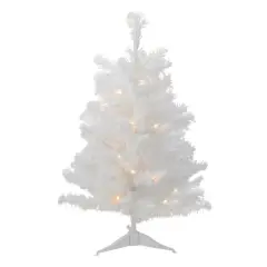 2ft. Pre-Lit White Medium Artificial Christmas Tree, Clear LED Lights