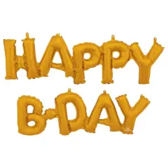 30" x 19" Gold Happy B-Day Block Phrase Foil Balloon