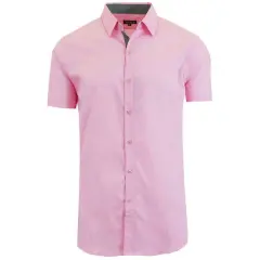 Galaxy by Harvic Slim Fit Short Sleeve Men's Dress Shirt Pink