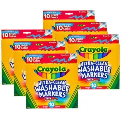 Crayola&reg; Color Max Ultra-Clean Washable Bright Broad Line Markers, 6 Packs of 10