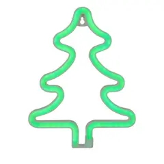9.5" Green Neon LED Christmas Tree Window Silhouette