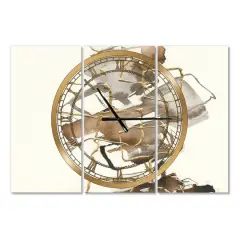 Designart 'Gold Glam Squares Iii Modern Multipanel Wall Clock