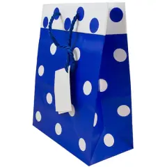 JAM Paper Medium Blue & White Polka Dot Matte Gift Bags, 24ct.