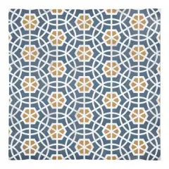 Blue and Yellow Circle Hex 10" x 10" Cotton Twill Napkin