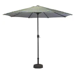 9ft. Blue & Green Striped Outdoor Patio Market Umbrella