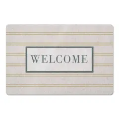 Welcome Stripe Floor Mat Yellow/White