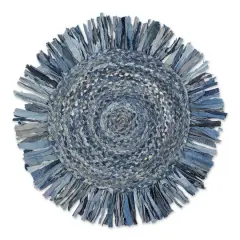 DII&reg; Round Rag Rug, 3ft. Denim Blue