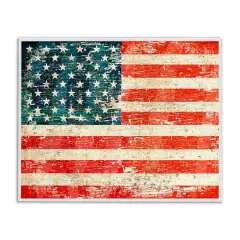 Stupell Industries Rustic American Flag Framed Giclee Art White