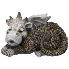 14.25" Sleeping Dragon Outdoor Garden Statue