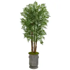 6.3ft. Parlour Artificial Palm Tree in Copper Trimmed Metal Planter