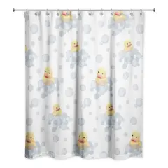 74" Rubber Duckies Shower Curtain White