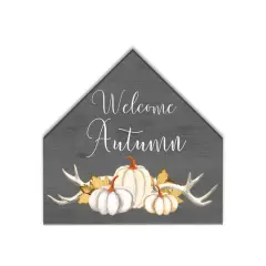 Welcome Autumn Pumpkins House Shaped Hanging Canvas