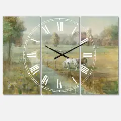Designart Tranquil Country Field Multipanel Wall Clock