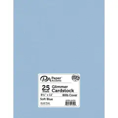PA Paper&trade; Accents Glimmer 8.5" x 11" Cardstock, 25 Sheets Soft Blue