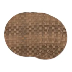 DII&reg; Reversible Round Basket Weave Woven Placemats, 4ct. Leather Brown