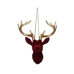 11.5" Burgundy & Gold Flocked Reindeer Wall D&eacute;cor by Ashland&reg;