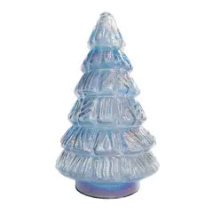 Hello Honey&reg; 8" Iridescent Blue Round Embossed Glass Tree