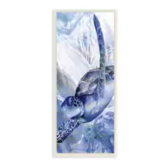 Stupell Industries Stylized Blue Sea Turtle Swimming In Ocean,7" x 17"